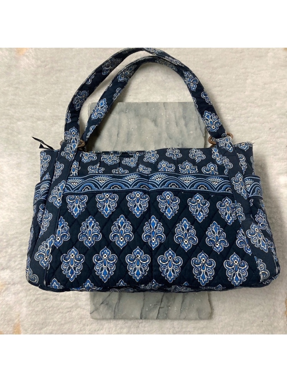 Vera Bradley Calypso Blue Paisley Purse Bag Multiple Compartments Zipper